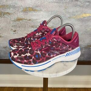 Brooks Adrenaline GTS 22 Shoes Womens Size 7.5 Pink Leopard Running Sneakers
